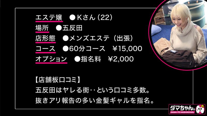 Kさん（ダマちゃん。）サンプル1